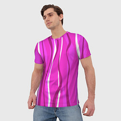Футболка мужская Розовые полосы, цвет: 3D-принт — фото 2