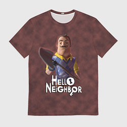 Футболка мужская Привет сосед: Сосед с лопатой, цвет: 3D-принт
