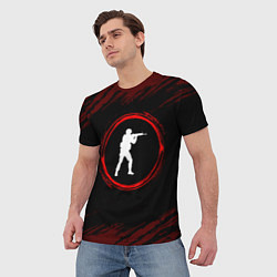 Футболка мужская Символ Counter Strike и краска вокруг на темном фо, цвет: 3D-принт — фото 2