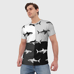 Футболка мужская Стая акул - pattern, цвет: 3D-принт — фото 2