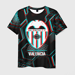 Футболка мужская Valencia FC в стиле glitch на темном фоне, цвет: 3D-принт