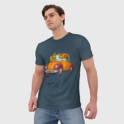 Футболка мужская Веселые лягухи на авто, цвет: 3D-принт — фото 2