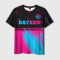 Футболка мужская Bayern - neon gradient: символ сверху, цвет: 3D-принт