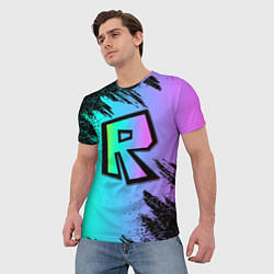 Футболка мужская Roblox neon logo, цвет: 3D-принт — фото 2