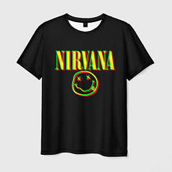 Футболка мужская Nirvana logo glitch, цвет: 3D-принт