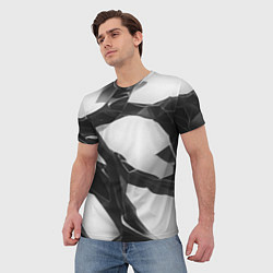 Футболка мужская Осколки кристалла, тёмная абстракция, цвет: 3D-принт — фото 2