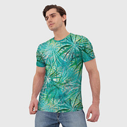 Футболка мужская Тропические листья на зеленом фоне, цвет: 3D-принт — фото 2