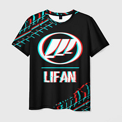 Футболка мужская Значок Lifan в стиле glitch на темном фоне, цвет: 3D-принт