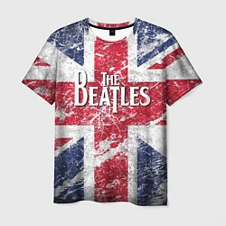 Футболка мужская The Beatles - лого на фоне флага Великобритании, цвет: 3D-принт