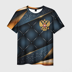 Футболка мужская Золотой герб России на объемном фоне, цвет: 3D-принт