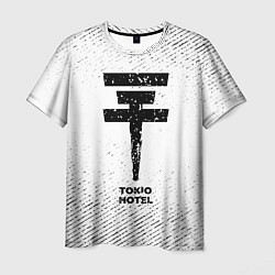 Футболка мужская Tokio Hotel с потертостями на светлом фоне, цвет: 3D-принт