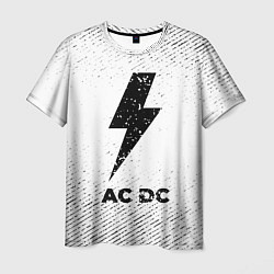 Футболка мужская AC DC с потертостями на светлом фоне, цвет: 3D-принт
