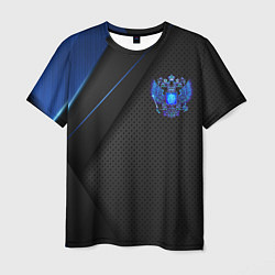 Футболка мужская Черно-синий герб России, цвет: 3D-принт