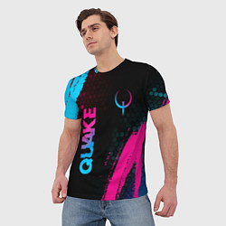 Футболка мужская Quake - neon gradient: надпись, символ, цвет: 3D-принт — фото 2