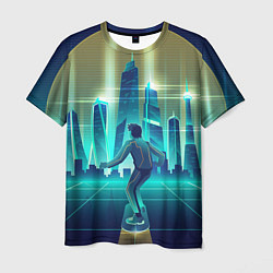 Футболка мужская В sci-fi будущее на скейте, цвет: 3D-принт