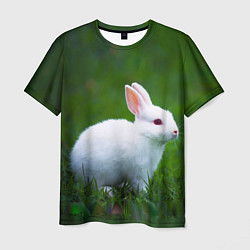 Футболка мужская Кролик на фоне травы, цвет: 3D-принт