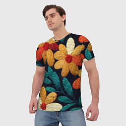 Футболка мужская Цветы в стиле вышивки, цвет: 3D-принт — фото 2