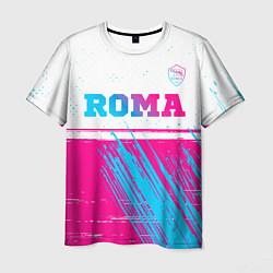 Футболка мужская Roma neon gradient style: символ сверху, цвет: 3D-принт