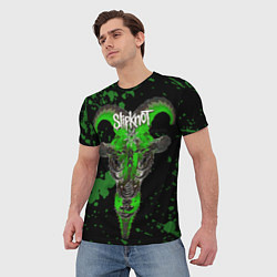 Футболка мужская Slipknot зеленый козел, цвет: 3D-принт — фото 2