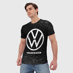Футболка мужская Volkswagen с потертостями на темном фоне, цвет: 3D-принт — фото 2