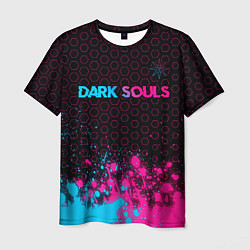 Футболка мужская Dark Souls - neon gradient: символ сверху, цвет: 3D-принт