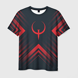 Футболка мужская Красный символ Quake на темном фоне со стрелками, цвет: 3D-принт
