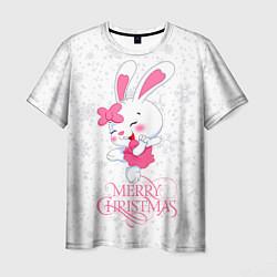 Футболка мужская Merry Christmas, cute bunny, цвет: 3D-принт