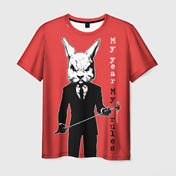 Футболка мужская Dangerous rabbit, my year - my rules, цвет: 3D-принт