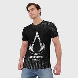 Футболка мужская Assassins Creed с потертостями на темном фоне, цвет: 3D-принт — фото 2