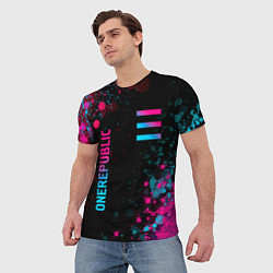 Футболка мужская OneRepublic - neon gradient: надпись, символ, цвет: 3D-принт — фото 2