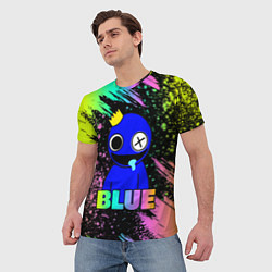 Футболка мужская Rainbow Friends - Blue, цвет: 3D-принт — фото 2