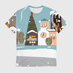 Футболка мужская Новогодний городок, цвет: 3D-принт