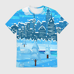 Футболка мужская Снежный город, цвет: 3D-принт