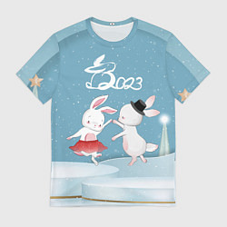 Футболка мужская 2023 - танец зайчиков, цвет: 3D-принт