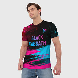 Футболка мужская Black Sabbath - neon gradient: символ сверху, цвет: 3D-принт — фото 2