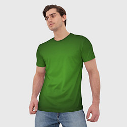 Футболка мужская Зеленый с затемняющей виньеткой, цвет: 3D-принт — фото 2