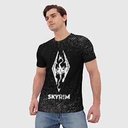 Футболка мужская Skyrim с потертостями на темном фоне, цвет: 3D-принт — фото 2