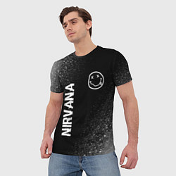 Футболка мужская Nirvana glitch на темном фоне: надпись, символ, цвет: 3D-принт — фото 2
