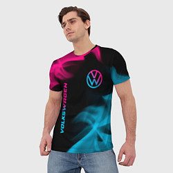 Футболка мужская Volkswagen - neon gradient: надпись, символ, цвет: 3D-принт — фото 2
