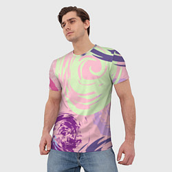 Футболка мужская Розовый фон и разноцветные круги, цвет: 3D-принт — фото 2