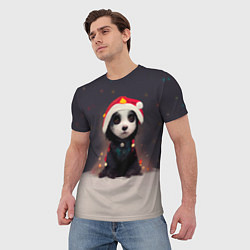 Футболка мужская Пёсель - панда в колпаке, цвет: 3D-принт — фото 2