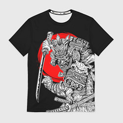 Футболка мужская Самурай с мечом на черном фоне, цвет: 3D-принт