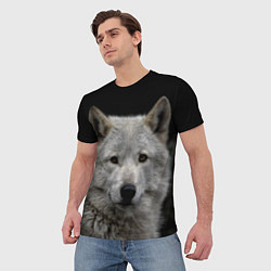 Футболка мужская Серый волк на темном фоне, цвет: 3D-принт — фото 2