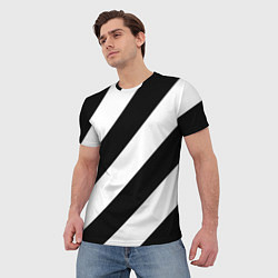Футболка мужская Черно-белые полосы, цвет: 3D-принт — фото 2