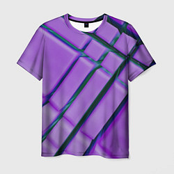 Футболка мужская Фиолетовый фон и тёмные линии, цвет: 3D-принт
