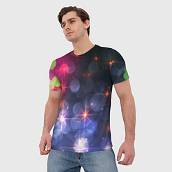 Футболка мужская Поп арт неоновые звезды космического неба, цвет: 3D-принт — фото 2