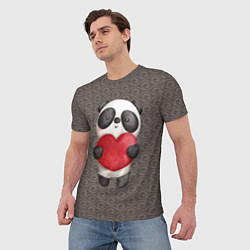 Футболка мужская Панда с сердечком, цвет: 3D-принт — фото 2
