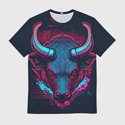 Футболка мужская Неоновый бык, цвет: 3D-принт