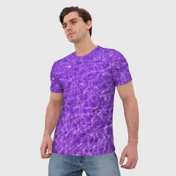 Футболка мужская Абстрактные фиолетовые волны воды, цвет: 3D-принт — фото 2