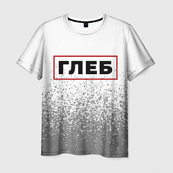 Футболка мужская Глеб - в красной рамке на светлом, цвет: 3D-принт